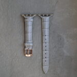 Ремінець Shiny Leather 42mm/44mm/45mm/46mm/49mm/ULRTA (light gray)